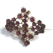 Georgian pinchbeck almandine flat cut garnet pinned back measures approx 3cm by 3.2cm