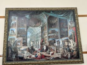 Large framed Pannini 1760 original in louvre Paris, approximate measurements: width 59 inches,