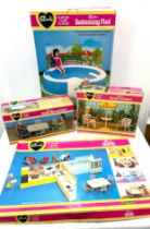 Selection of vintage Sindy items in original boxes to include Sindy Dining table and chairs,