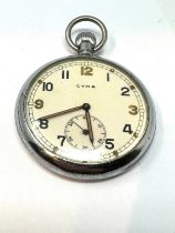 CYMA G.S.T.P Gents WWII Military Issued POCKET WATCH Hand-wind WORKING