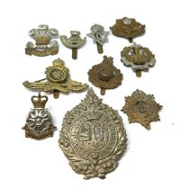 10 x Military Cap Badges Inc A & S.H - East Yorkshire - Essex Etc