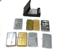 selection of Zippo Lighters Inc Vintage Brass Chrome Harley Davidson Cycles Etc UNTESTED Items are