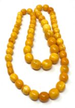 Egg yolk amber bead necklace weight 84g