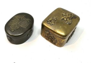 2 antique / vintage japanese brass pill boxes