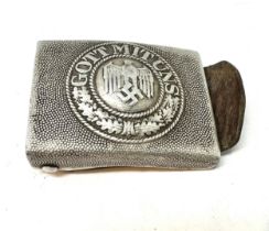 WW.2 Aluminium German Army Buckle & Leather Tab Leather Stamped 1938 & Makers Mark