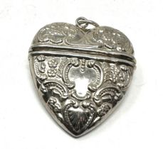 Vintage 925 silver heart shaped vesta case