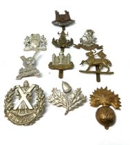 10 x Military Cap Badges Inc Suffolk Hussars - The Queens - Glasgow Yeomanry Etc