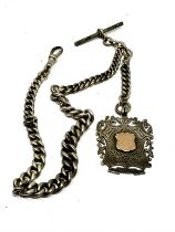 antique silver albert chain & fob weight 60g