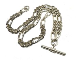 925 silver double albert watch chain weight 50.5g