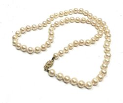 9ct cultured pearl necklace measures approx 43cm long weight 21g