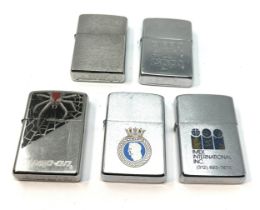 5 x Zippo Lighters Inc Vintage HMS Penelope Snap On Spider Tri-Logo Steel IMEX UNTESTED Items are in