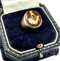 10k Gold & Onyx Masonic Signet Ring weight 4.7g