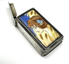 Antique silver & enamel vesta