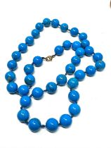 9ct gold clasp turquoise stone bead necklace weight 108g