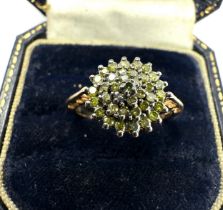 9ct gold green diamond ring 0.50ct diamonds weight 3.1g