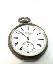 J. W. BENSON SILVER Cased Gents Vintage POCKET WATCH Key-wind Working no glass