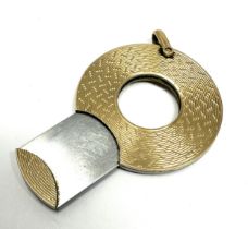 9ct gold & stainless steel cigar cutter measures approx 3.5 cm dia weight 19.6g