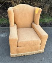 Antique upholstered fireside chair