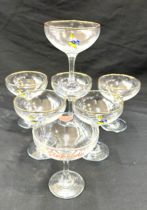 6 Vintage Babycham glasses and one pink lady