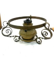 Antique brass oil lamp base 8.5 inches tall 14 inches wide