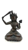 Antique bronze spelter large tibetan deity - Manjushri 12 inches tall