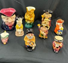 Ten Toby jugs, Beswick, Doulton etc