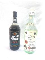 Captain Morgan Black Label Rum 1980s, and Bacardi Carta Blanca