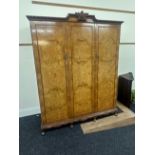 Burr Walnut queen anne 3 door wardrobe with mirror inside measures approximately 80 inches tall 60