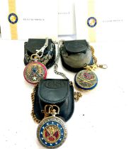 3 Franklin Mint Confederate fob watches each with COA, watch chain and leather pouch consisting of