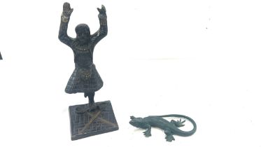 2 Bronze figures includes Scottish dancer and Lizard