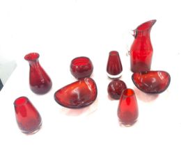 Selection of ruby red glassware