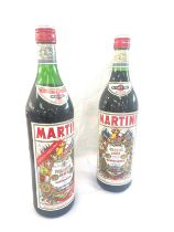 2 Bottles of Martini Rosso Vermouth 1 Litre / Circa 1970s