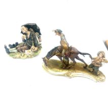 2 Vintage Capodimonte figures includes knight on horse with man