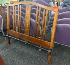 Edwardian double inlaid bed, legs have been cut down at some point