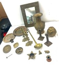 Selection of assorted brassware includes mirror etc