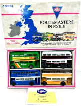 Set of 4 boxed Corgi Classics route master in exile buses