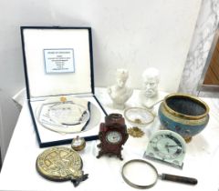 Selection of miscellaneous inclucdes busts, clocks, vases etc