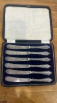 Cased silver handled knife set