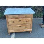2 over 2 french stripped pine marble chest of drawers measures approximately 30 inches wide 33