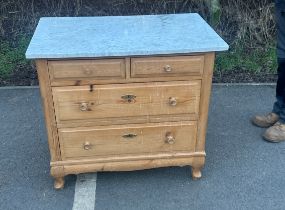 2 over 2 french stripped pine marble chest of drawers measures approximately 30 inches wide 33