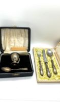 Cased silver admiral and a cased silver egg cup and spoon