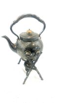 Antique silver plated kettle on stand