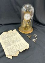 Vintage Tortion pendulum dome clock, untested