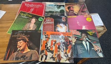 Large selection of assorted records includes Mary ohara, Nat king cole etc