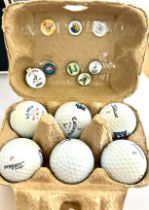 6 US Open golf balls, 7 US open ball markers andcap badge