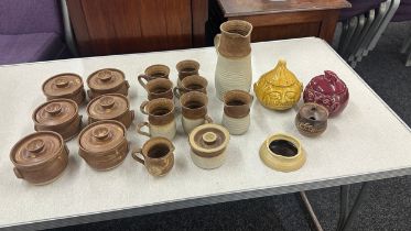 Selection of stoneware items to include jugs, small tureens, etc