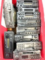 Selection of vintage car radios includes Kenwood, phillips, ford etc untested