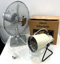 Pifco infra-tonic heat lamp and a pifco fan, untested