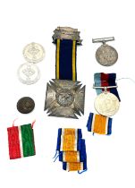 Selection of assorted medals includes WW2 and Masonic young pride of canning town 1899 lodge medal