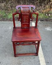 Mahogany carved oriental hall chair